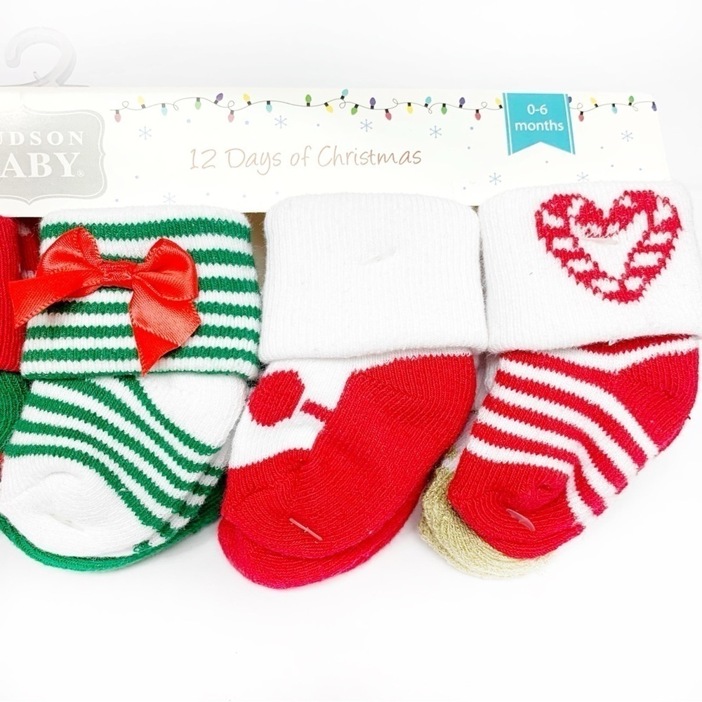 Festive Holiday Themed 0-6 Month Girls 12 Pack Baby Socks